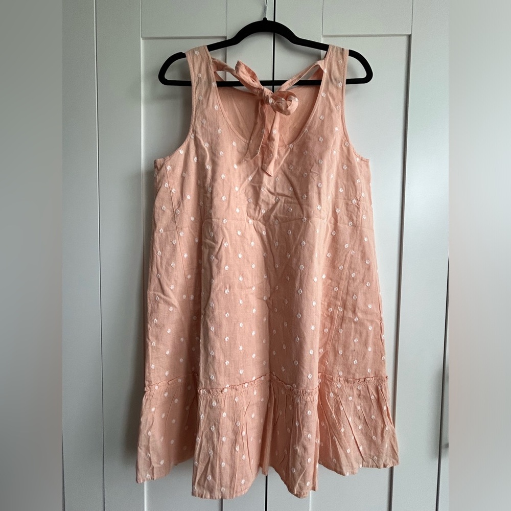 LOFT Peach Polka Dot Sun Dress with Bow - Picture 8 of 16